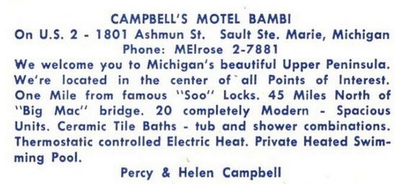 Motel Bambi (Bambi Motel) - Vintage Postcard (newer photo)